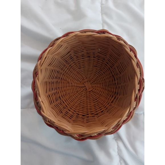Woven Circular Basket Two Tone Red Decorative - Picture 6 of 11